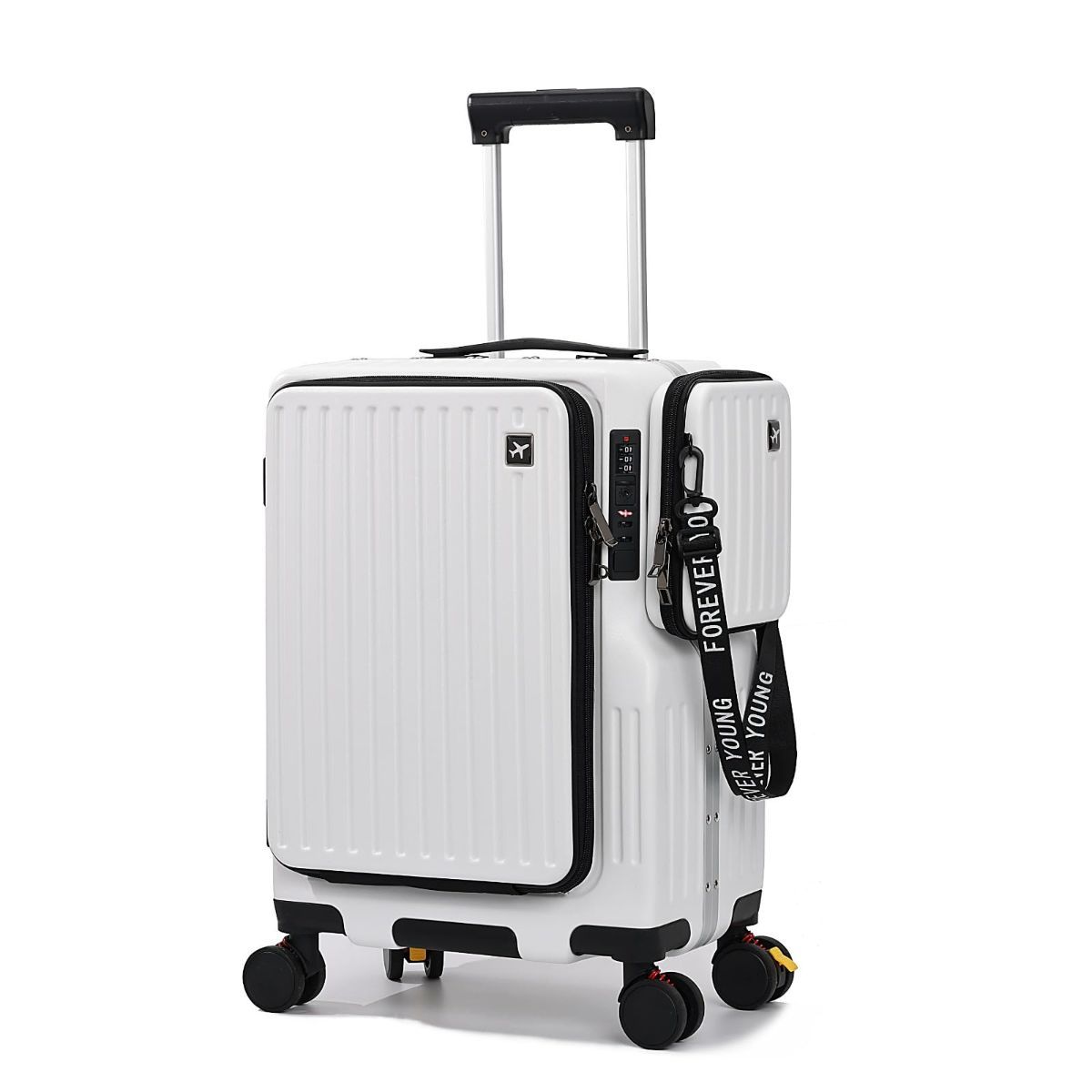 20-Inch Carry-On Multifunctional Luggage, Front-Opening, 4 Spinner Wheels, USB Port & Aluminum Frame, Durable Anti-Fall for Business & Vacation - Green - Size 20in