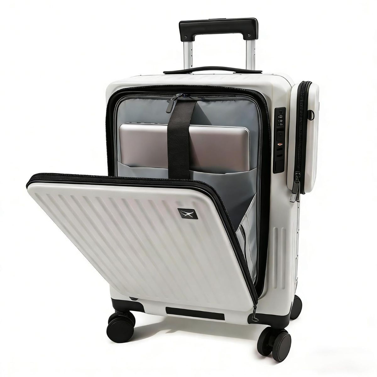 20-Inch Carry-On Multifunctional Luggage, Front-Opening, 4 Spinner Wheels, USB Port & Aluminum Frame, Durable Anti-Fall for Business & Vacation - Green - Size 20in