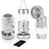 Camping Lantern with Fan, Flashlight Lantern Collapsible-USB Rechargeable, Solar & Battery Powered Camping Lampp for Picnic, Barbecue, Fishing, Travel Rechargeable Emergency Light - Silver - Size 7in