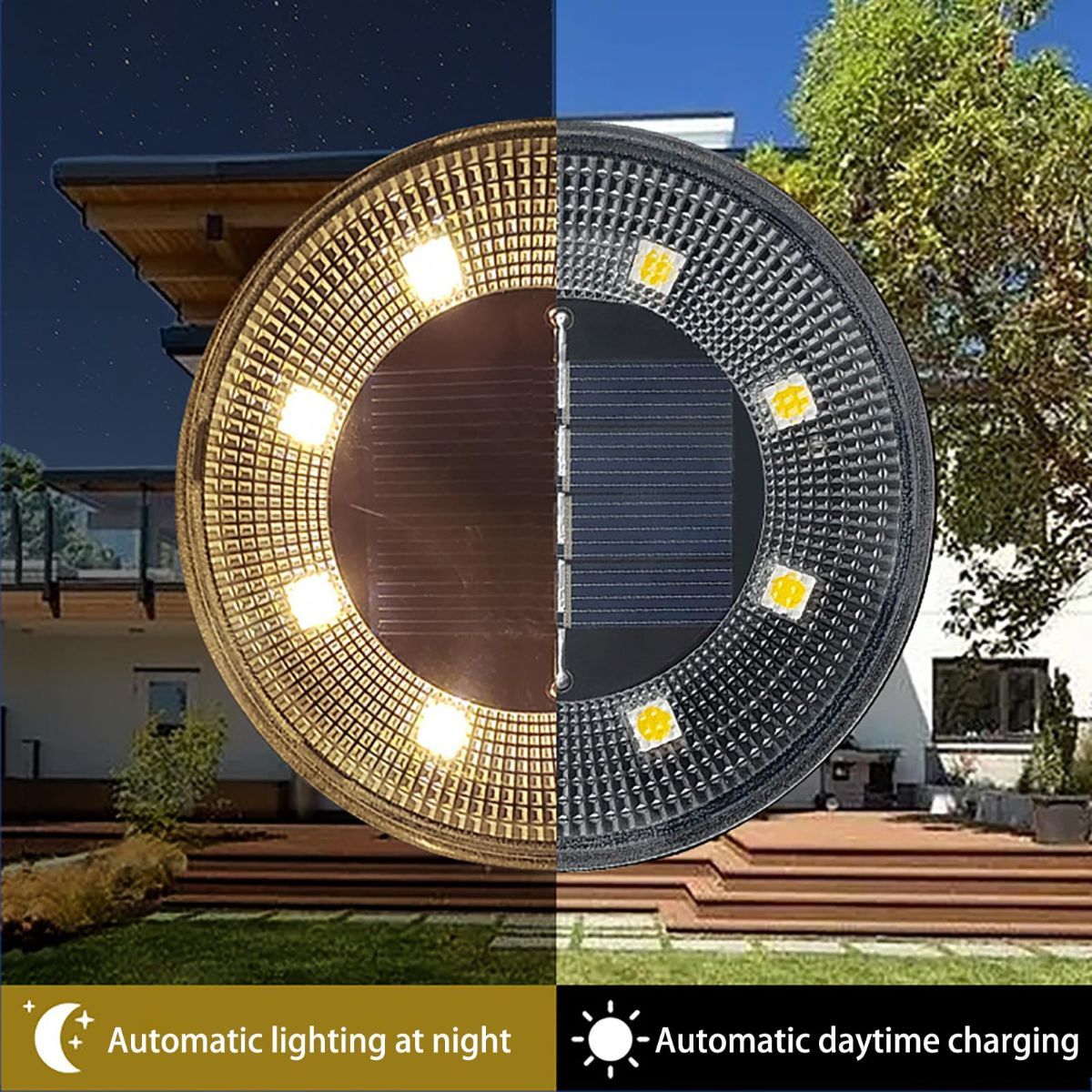 Solar Ground Lights Garden Lights Outdoor Lights Waterproof Lights LED Lights - White - Size 4 Pack