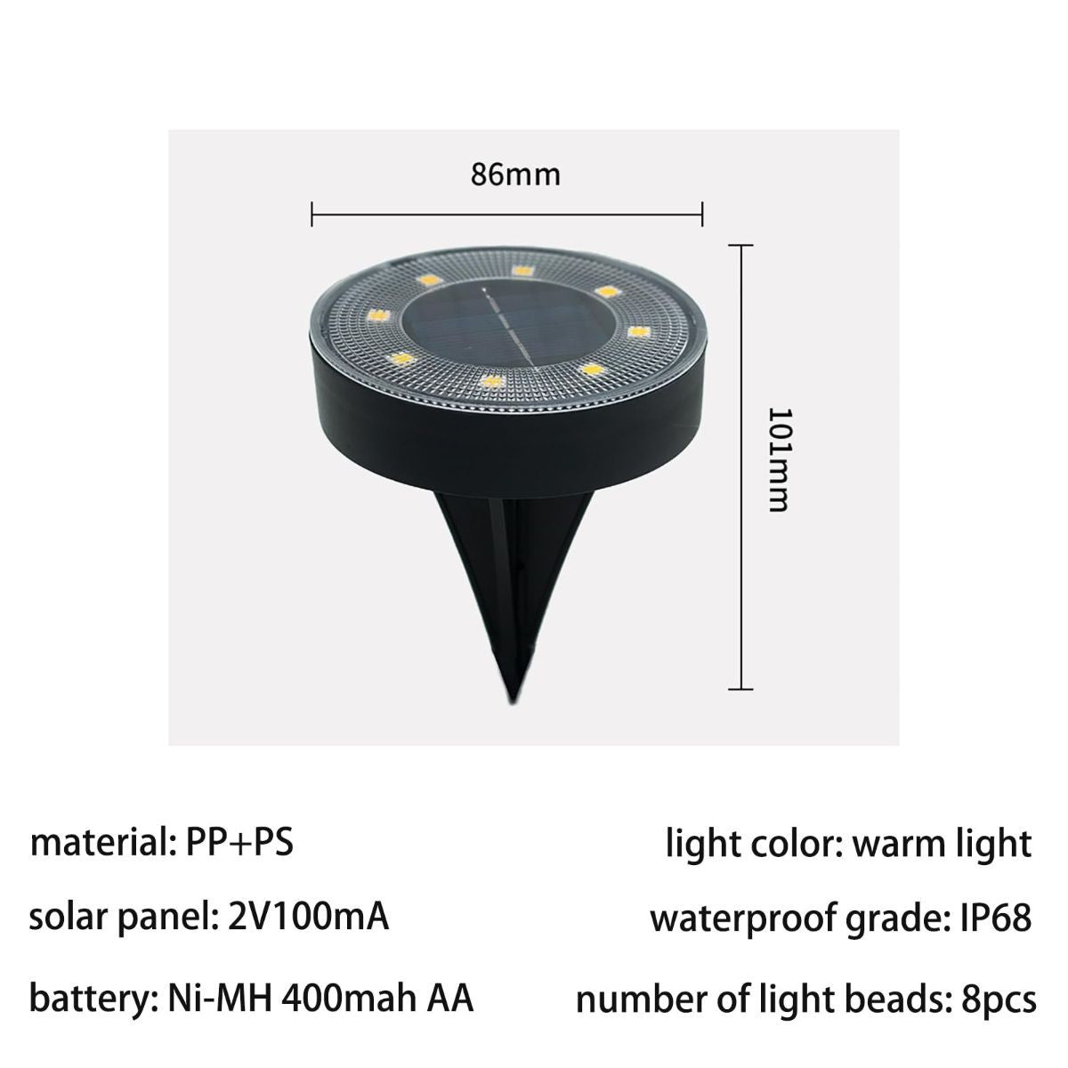 Solar Ground Lights Garden Lights Outdoor Lights Waterproof Lights LED Lights - White - Size 4 Pack