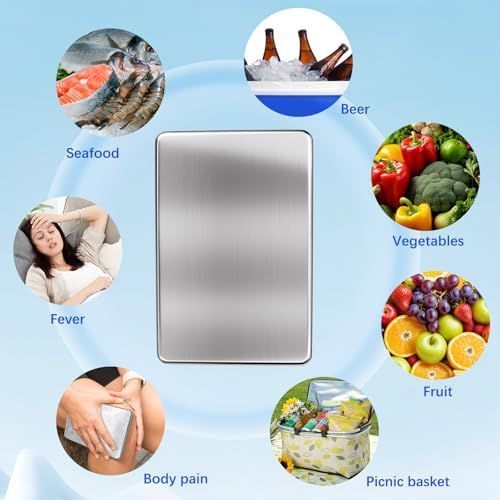 2PCS Small Ice Packs for Lunch Boxes Reusable Stainless Steel Ice Packs, No Water Needed, for Coolers, Camping, and Picnic Baskets Metal Bento Box Ice Packs Keep Food and Drinks Fresh and Cool