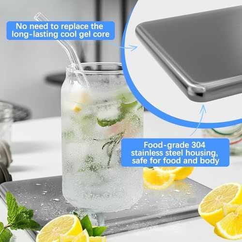 2PCS Small Ice Packs for Lunch Boxes Reusable Stainless Steel Ice Packs, No Water Needed, for Coolers, Camping, and Picnic Baskets Metal Bento Box Ice Packs Keep Food and Drinks Fresh and Cool