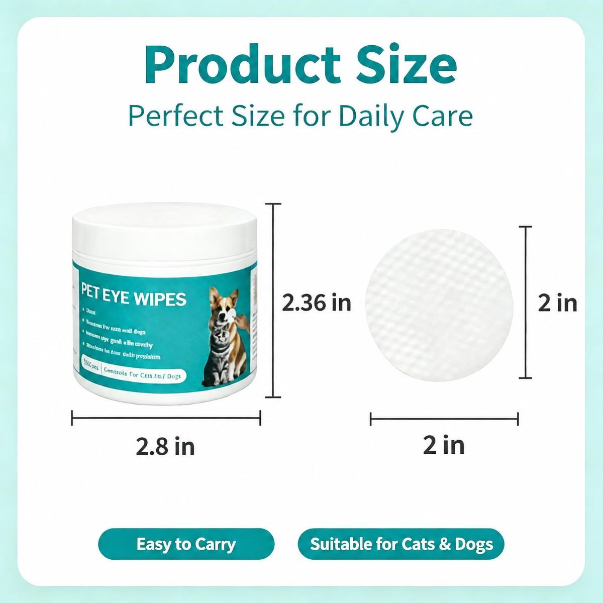 Eye Wipes for Dogs & Cats, Pet Eye Cleaner Wipes for Tear Stains Discharge, Hypoallergenic with Aloe Vera and Vitamin E, Gently Removes Eye Debris, Mucus, Crust, for Daily Use, 100 Count