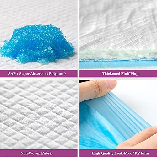 40 pcs 60*60cm Dog Pee Pads | Large Puppy Pee Training Pads Super Absorbent & Leak-Proof | Disposable Pet Piddle and Potty Pads for Puppies | Dogs | Doggie - White