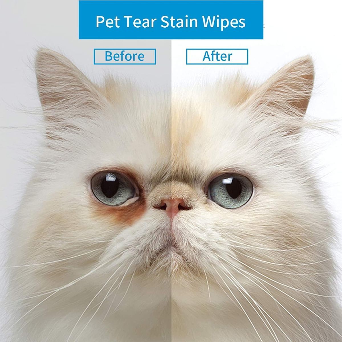 2 Pack Dog Eye Wipes Biodegradable, Hypoallergenic Cat Dog Eye Cleaner, Pet Tear Stain Remover Wipes | Wrinkle, Face, Eye Cleaner Pads to Gently Remove Discharge, Crust | Unscented Pet Tear Wipe -300PZ
