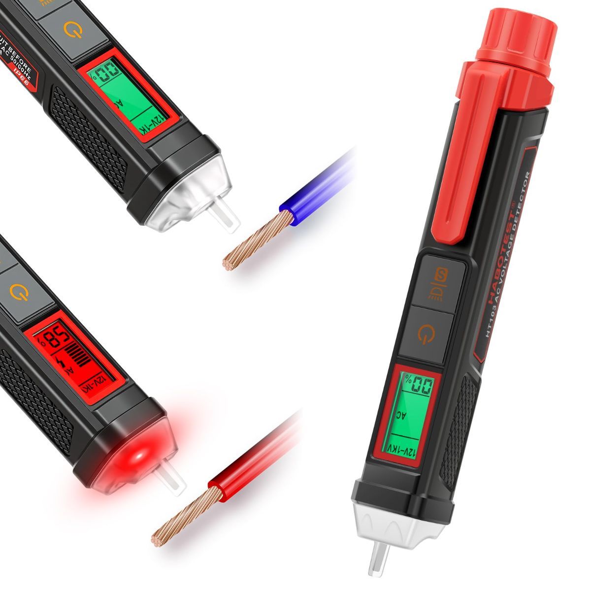 Non Contact Voltage Tester Pen, 12V-1000V Dual Range AC Circuit Tool, IP66 Waterproof Electrical Wire Detector with LCD Display, Buzzer Alarm, LED Flashlight & Breakpoint Finder