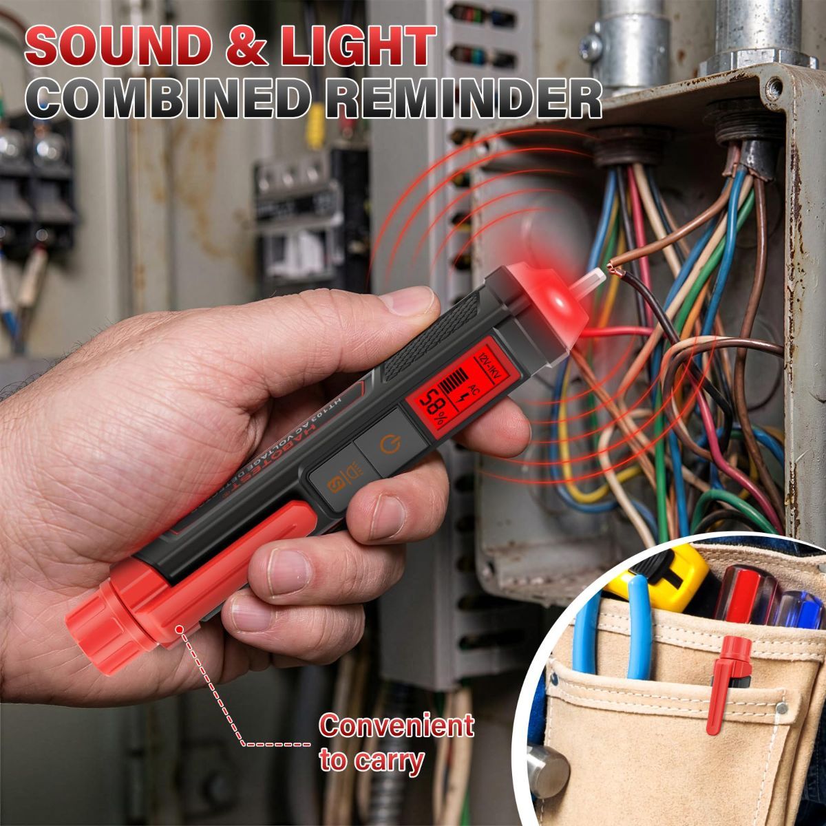 Non Contact Voltage Tester Pen, 12V-1000V Dual Range AC Circuit Tool, IP66 Waterproof Electrical Wire Detector with LCD Display, Buzzer Alarm, LED Flashlight & Breakpoint Finder