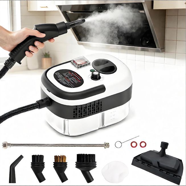 Handheld Steam Cleaner with 1500ML Tank Steamer for Kitchen & Bathroom 1.5L water tank Dual steam hoses 6-speed adjustable spray gun Independent spray gun