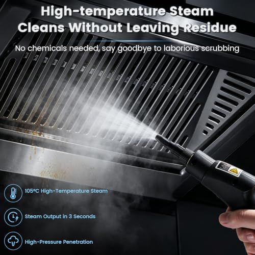 Handheld Steam Cleaner with 1500ML Tank Steamer for Kitchen & Bathroom 1.5L water tank Dual steam hoses 6-speed adjustable spray gun Independent spray gun