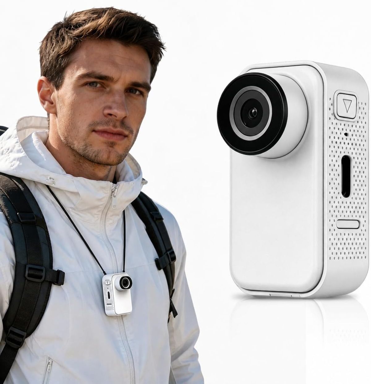 2K Mini Action Camera, Thumb Wearable Vlogging Camera with Hands-Free POV Recording, Portable Helmet Cam for Cycling Motorcycle Outdoor - Black - Size With 8G memory card