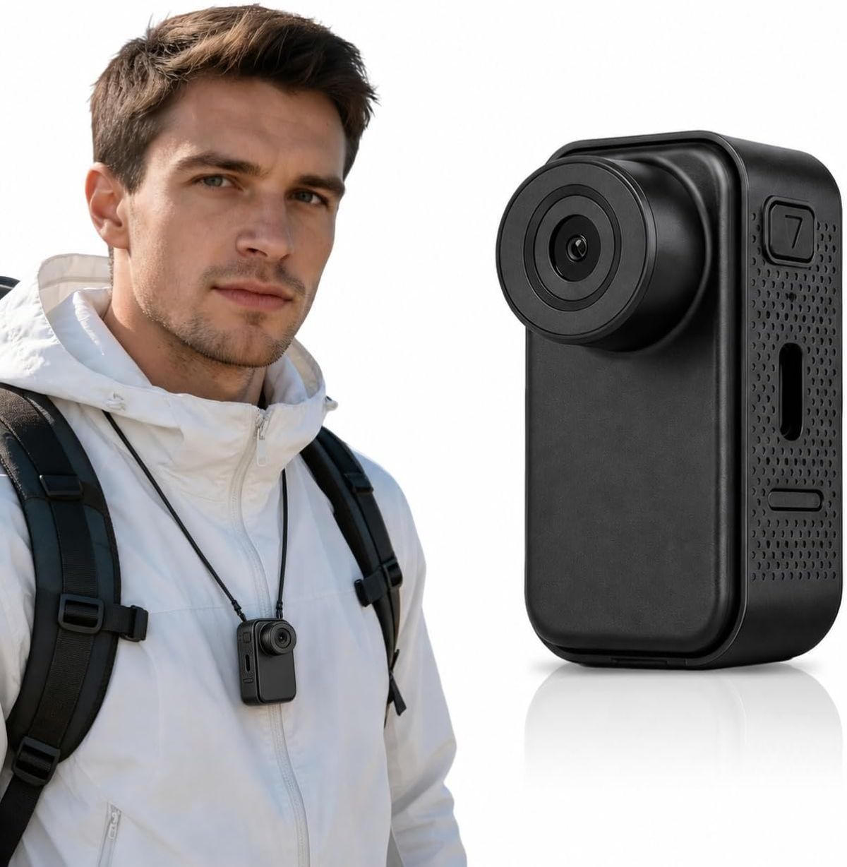 2K Mini Action Camera, Thumb Wearable Vlogging Camera with Hands-Free POV Recording, Portable Helmet Cam for Cycling Motorcycle Outdoor - Black - Size With 32G memory card