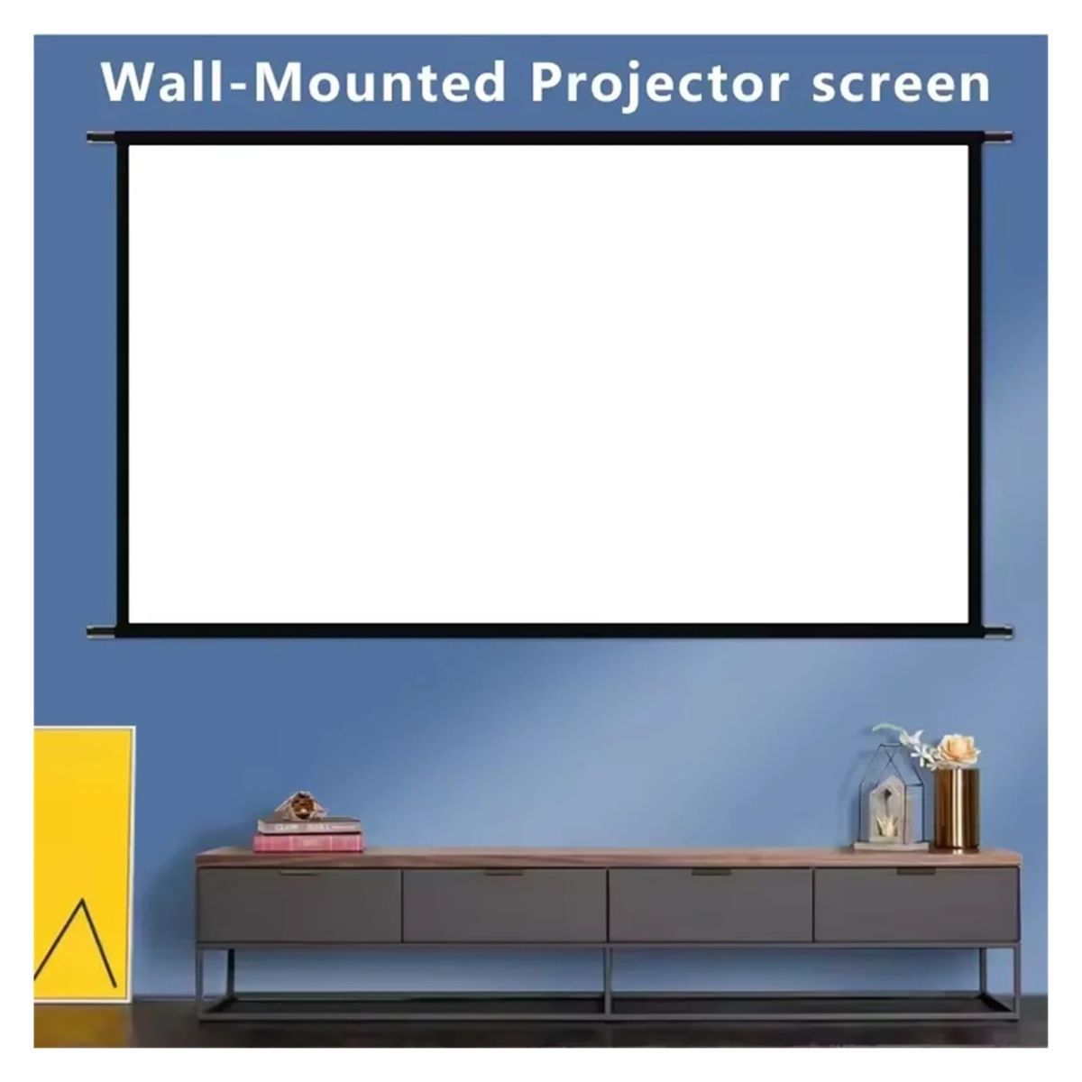 100 Inch Wall Mounted Projector Screen, Foldable White Wrinkle-Free, 160° Viewing Angle for Home Theater, Movie Nights, Gaming, Office, Classroom & Backyard Cinema - White