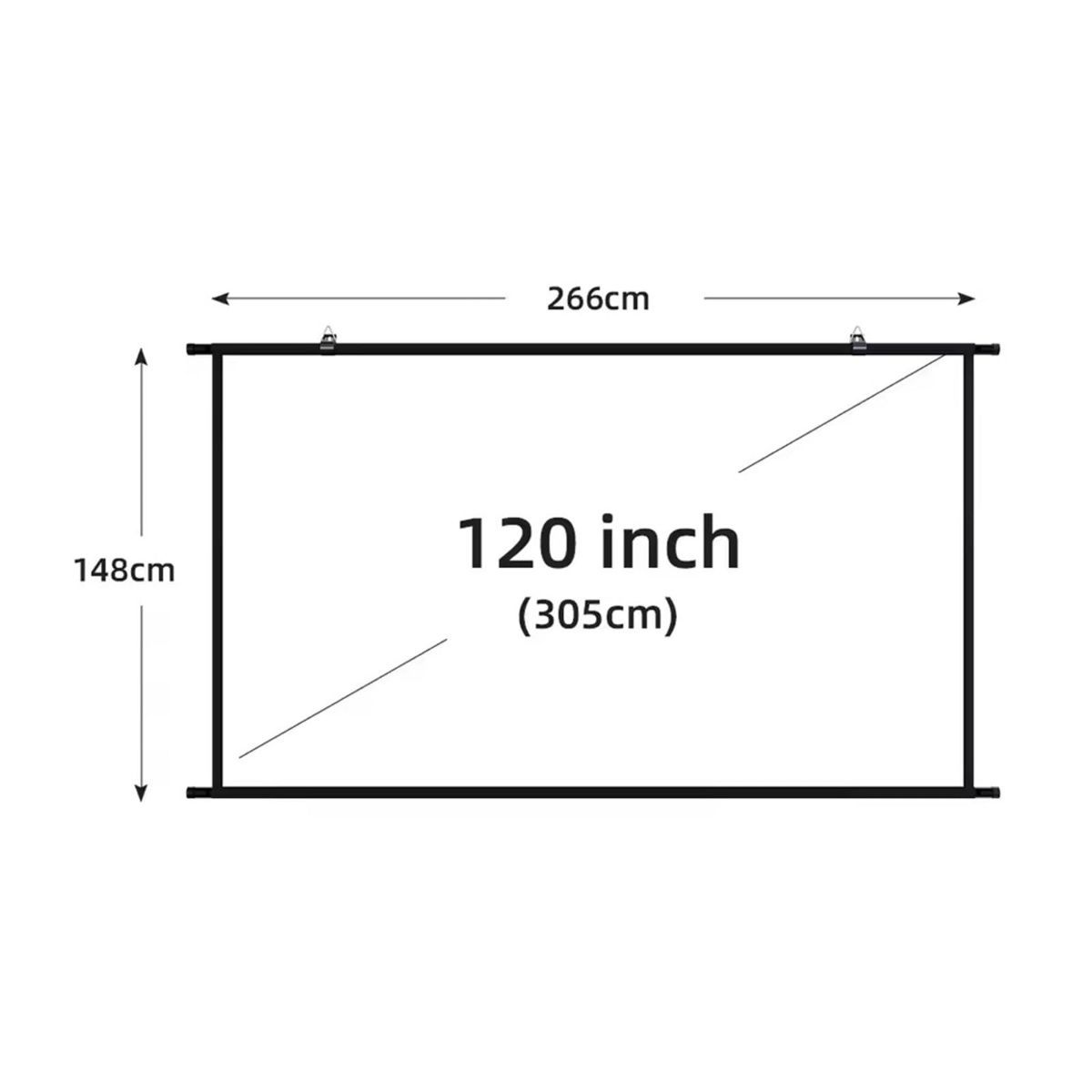 100 Inch Wall Mounted Projector Screen, Foldable White Wrinkle-Free, 160° Viewing Angle for Home Theater, Movie Nights, Gaming, Office, Classroom & Backyard Cinema - White