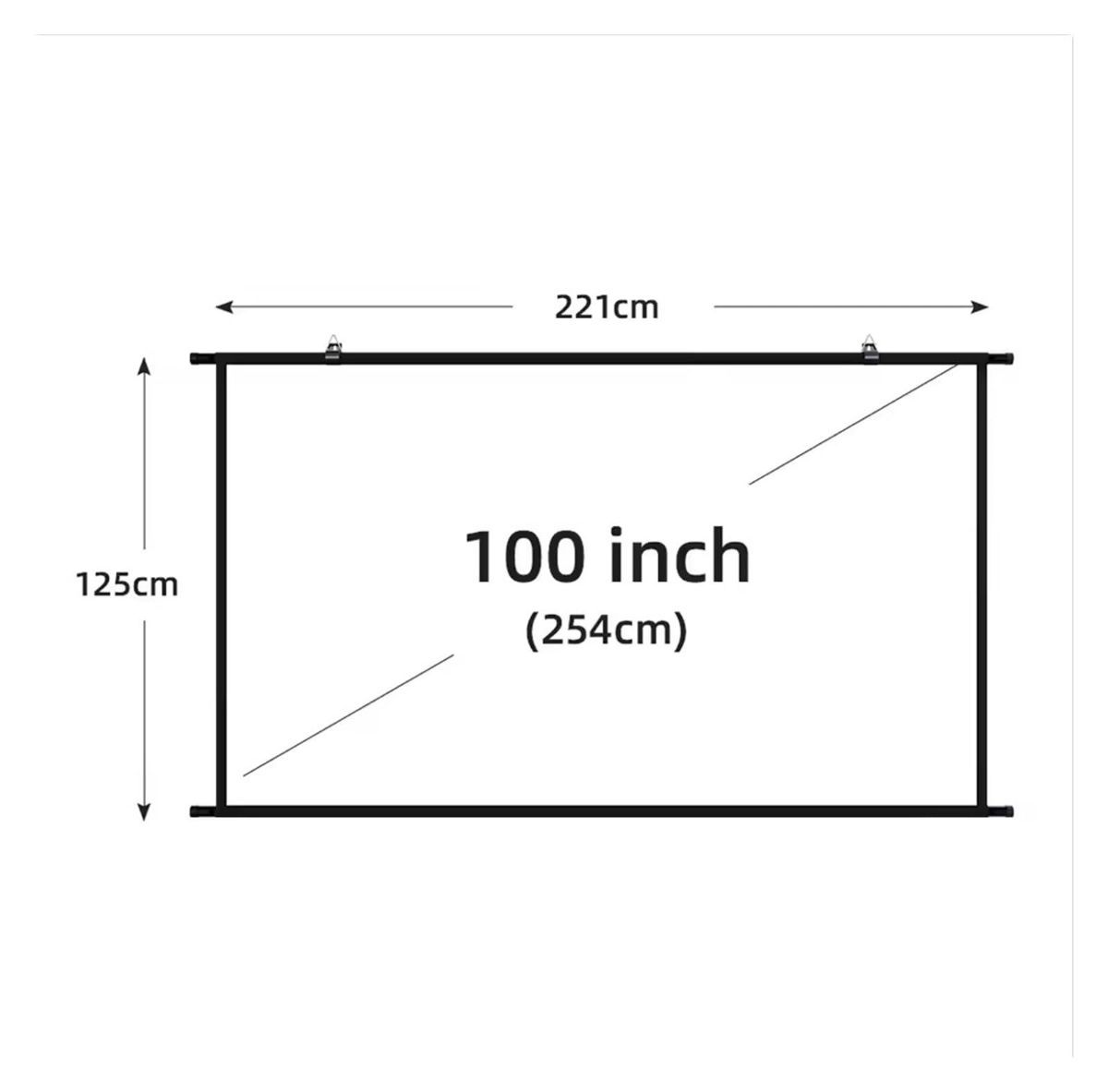 100 Inch Wall Mounted Projector Screen, Foldable White Wrinkle-Free, 160° Viewing Angle for Home Theater, Movie Nights, Gaming, Office, Classroom & Backyard Cinema - White