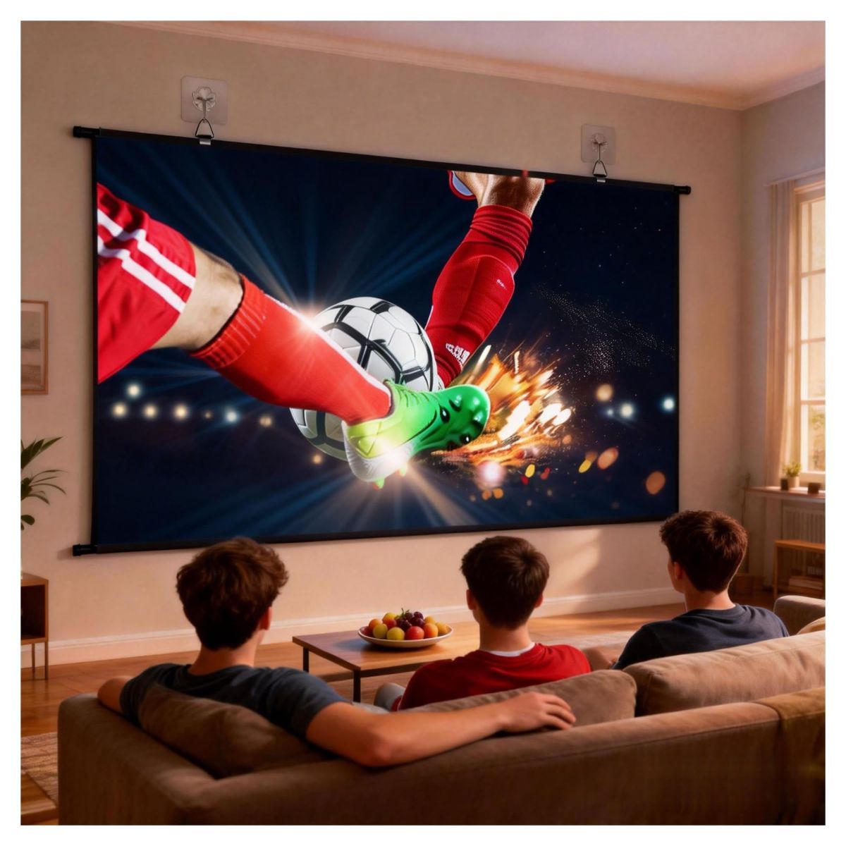 60 Inch Wall Mounted Projector Screen, Foldable White Wrinkle-Free, 160° Viewing Angle for Home Theater, Movie Nights, Gaming, Office, Classroom & Backyard Cinema - White