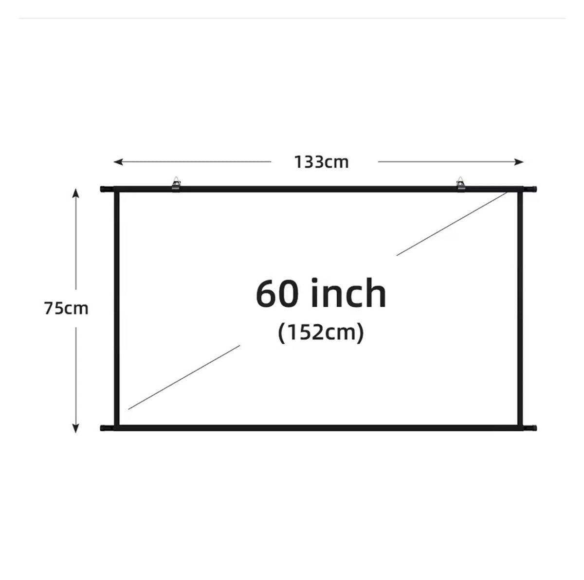 60 Inch Wall Mounted Projector Screen, Foldable White Wrinkle-Free, 160° Viewing Angle for Home Theater, Movie Nights, Gaming, Office, Classroom & Backyard Cinema - White