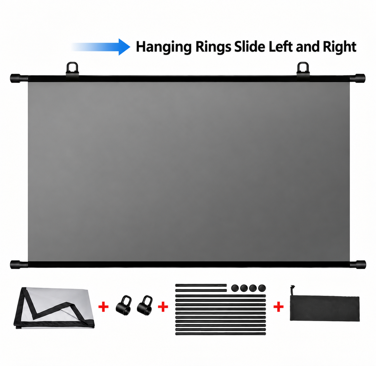 100 Inch 4K HD Foldable Splicing Projector Screen, Anti-Light Projection for Home Theater, Movie Nights, Gaming, Office, Classroom & Backyard Cinema, Gift - Dark Gray
