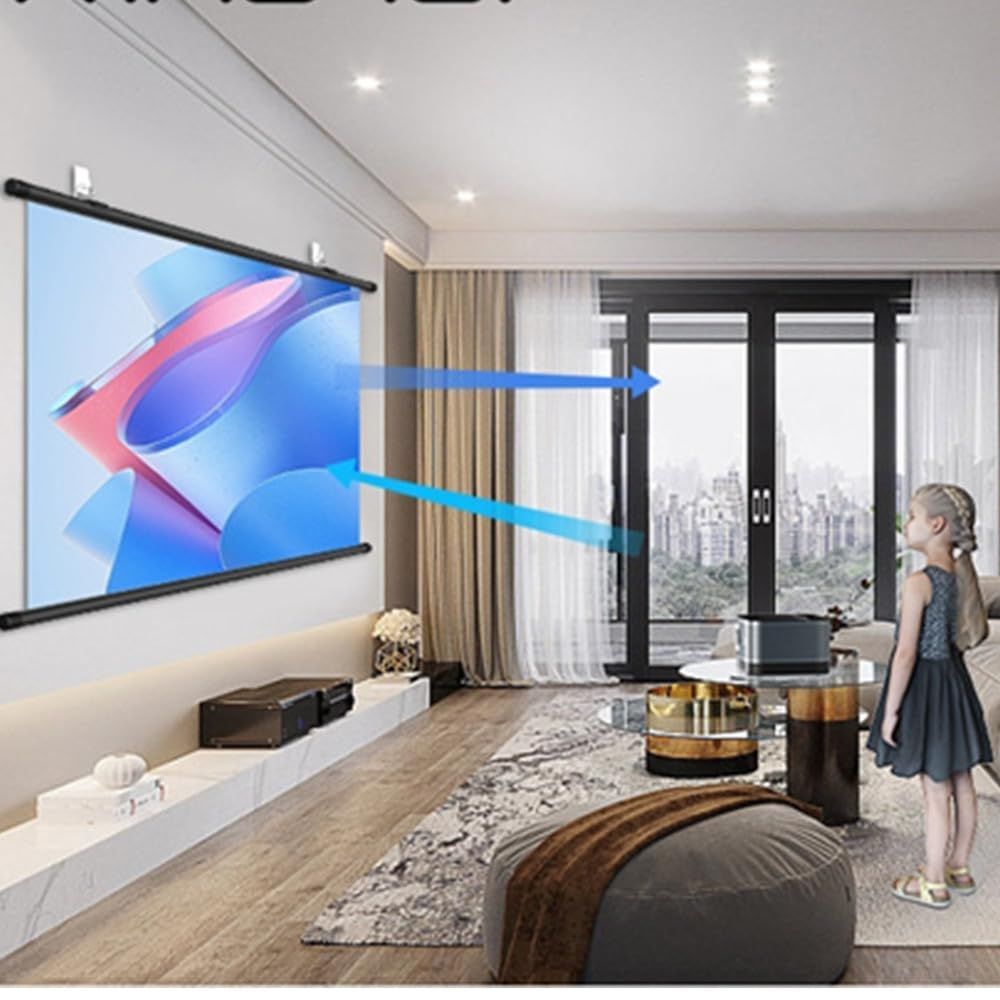 84 Inch 4K HD Foldable Splicing Projector Screen, Anti-Light Projection for Home Theater, Movie Nights, Gaming, Office, Classroom & Backyard Cinema, Gift - Dark Gray