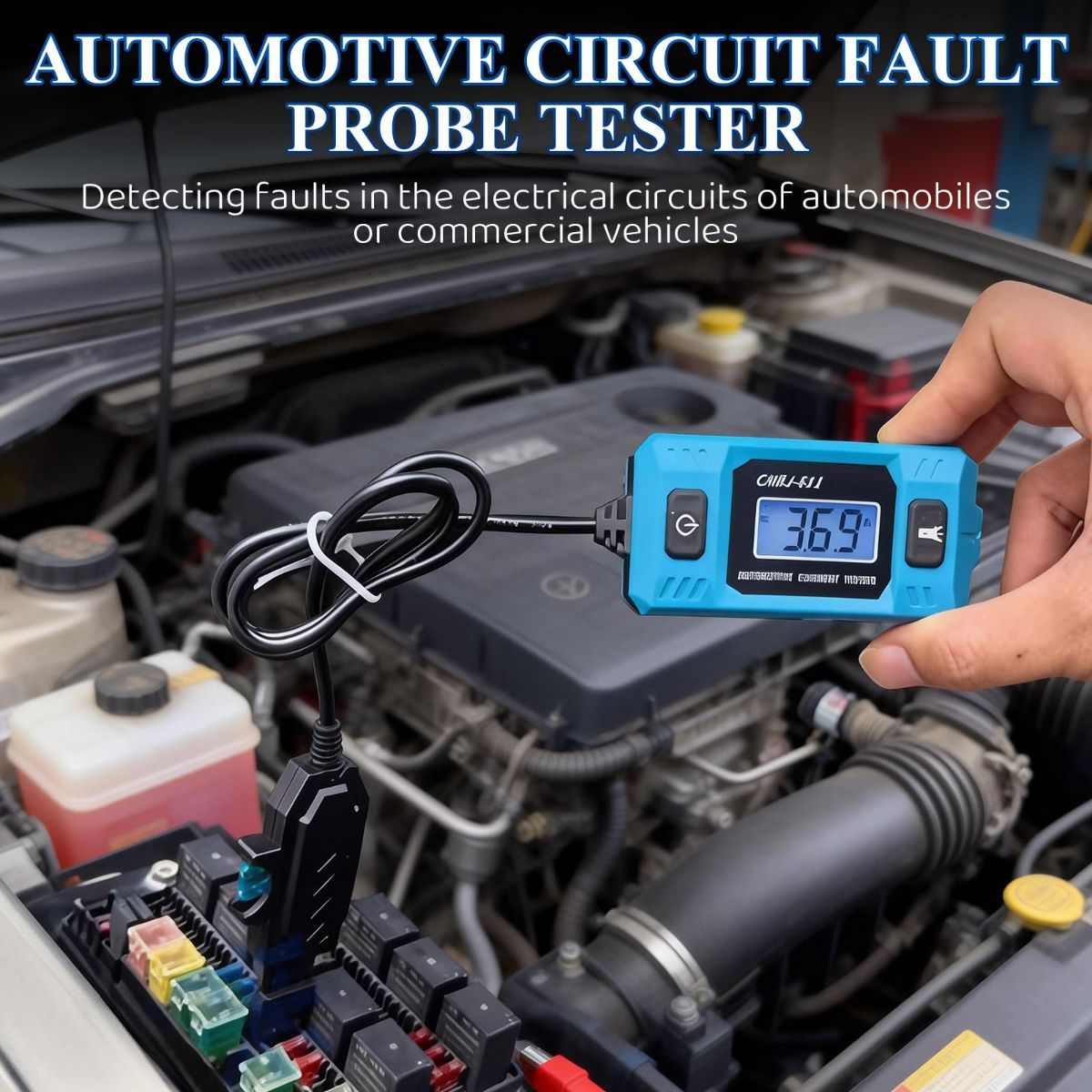 Automotive Circuit Fault Probe Tester, 20A 48V-High-Precision Current Tester, 2-in-1 Wire Tracer Short Finder, Car Relay Fuse Checker with LED Display & Front Light
