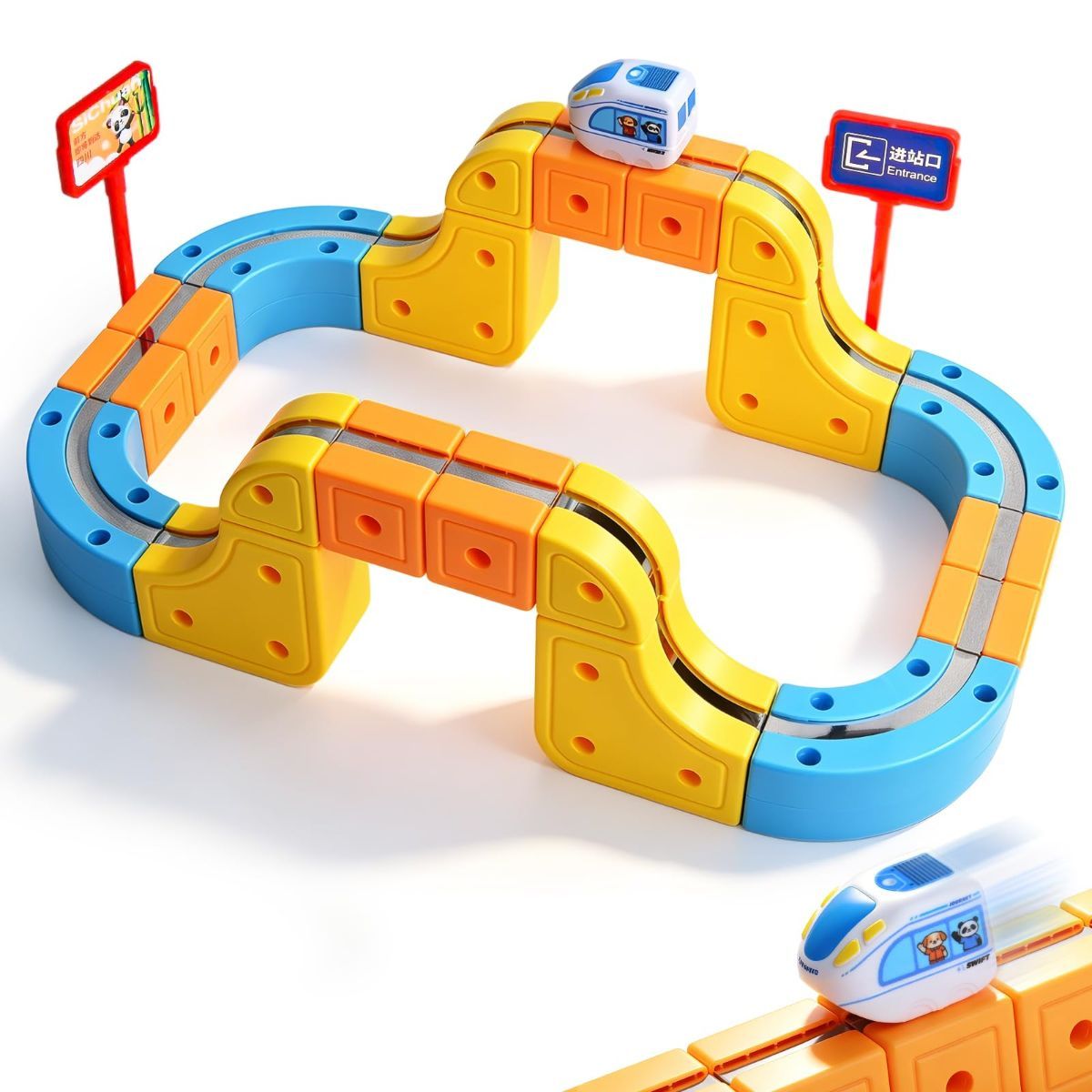 Magnetic Electric Train Set for Kids Ages 3-8, 100PCS Flexible Track Building Toy with Motorized Train, STEM Gift for Boys and Girls