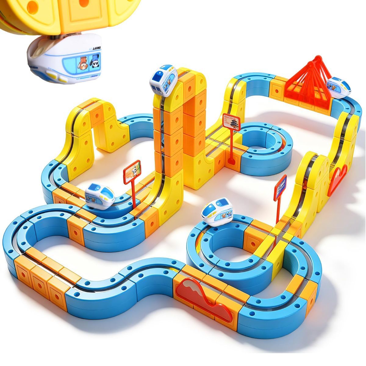 Magnetic Electric Train Set for Kids Ages 3-8, 100PCS Flexible Track Building Toy with Motorized Train, STEM Gift for Boys and Girls