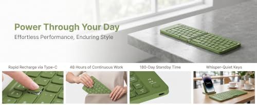 Portable Tri-Fold Bluetooth Keyboard 3-Channel Multi - White - Size 28.2*9.7cm