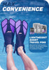 Purple Adjustable Open Heel Snorkel Fins, Travel-Size Short Swim Flippers for Snorkeling, Diving & Swimming, Adult Men & Women（L/XL）