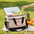 Beige Insulated Picnic Cooler Bag: Portable Waterproof Ice Bag for Outdoor Camping, Picnics & Home Use（17L）