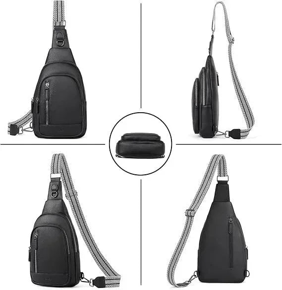 Black Faux Leather Sling Bag: Unisex, Spacious, Reversible Crossbody for Aussies
