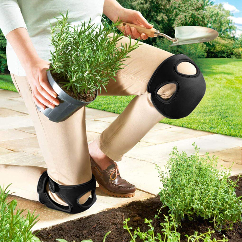 Black Gardening Knee Pads (2-Pack): Ultra-Thick Memory Foam, Adjustable Straps – Ideal for Gardening, Cleaning, Flooring & Work