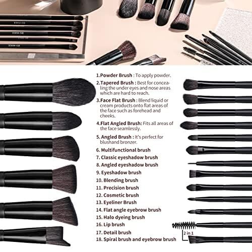 Black Professional Makeup Brush Set (18-Piece): Cruelty-Free, Versatile for Foundation, Blush & Eyeshadow, Ideal for Aussies