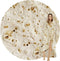 Burritos Tortilla Throw Blanket(Beige), Novelty Funny Round Blanket for Adults & Kids, Soft Flannel Tortilla Wrap Blanket（71",Adults）