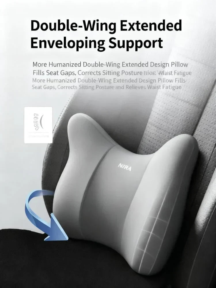 Car Headrest & Lumbar Support Set, Ergonomic Plush Cushion for Driver & Passenger, Comfort & Spine Protection for Long Drives（blue）