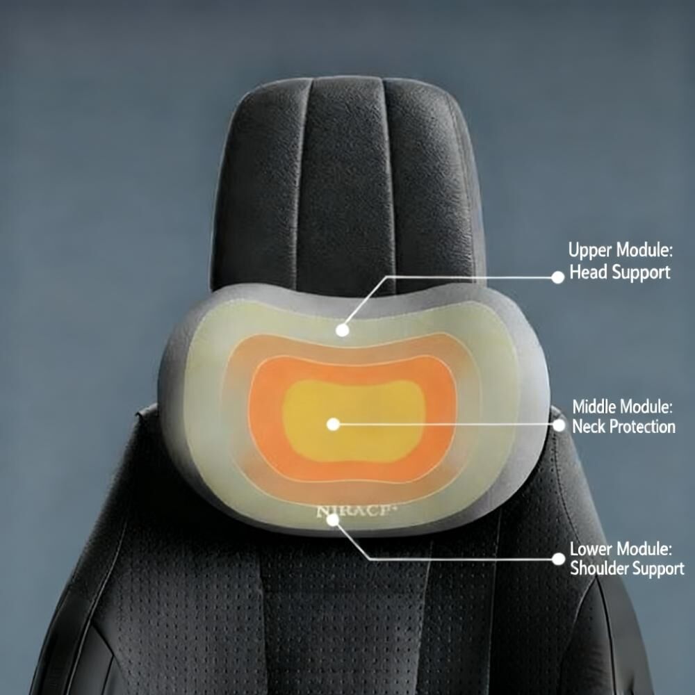 Car Headrest & Lumbar Support Set, Ergonomic Plush Cushion for Driver & Passenger, Comfort & Spine Protection for Long Drives（grey）