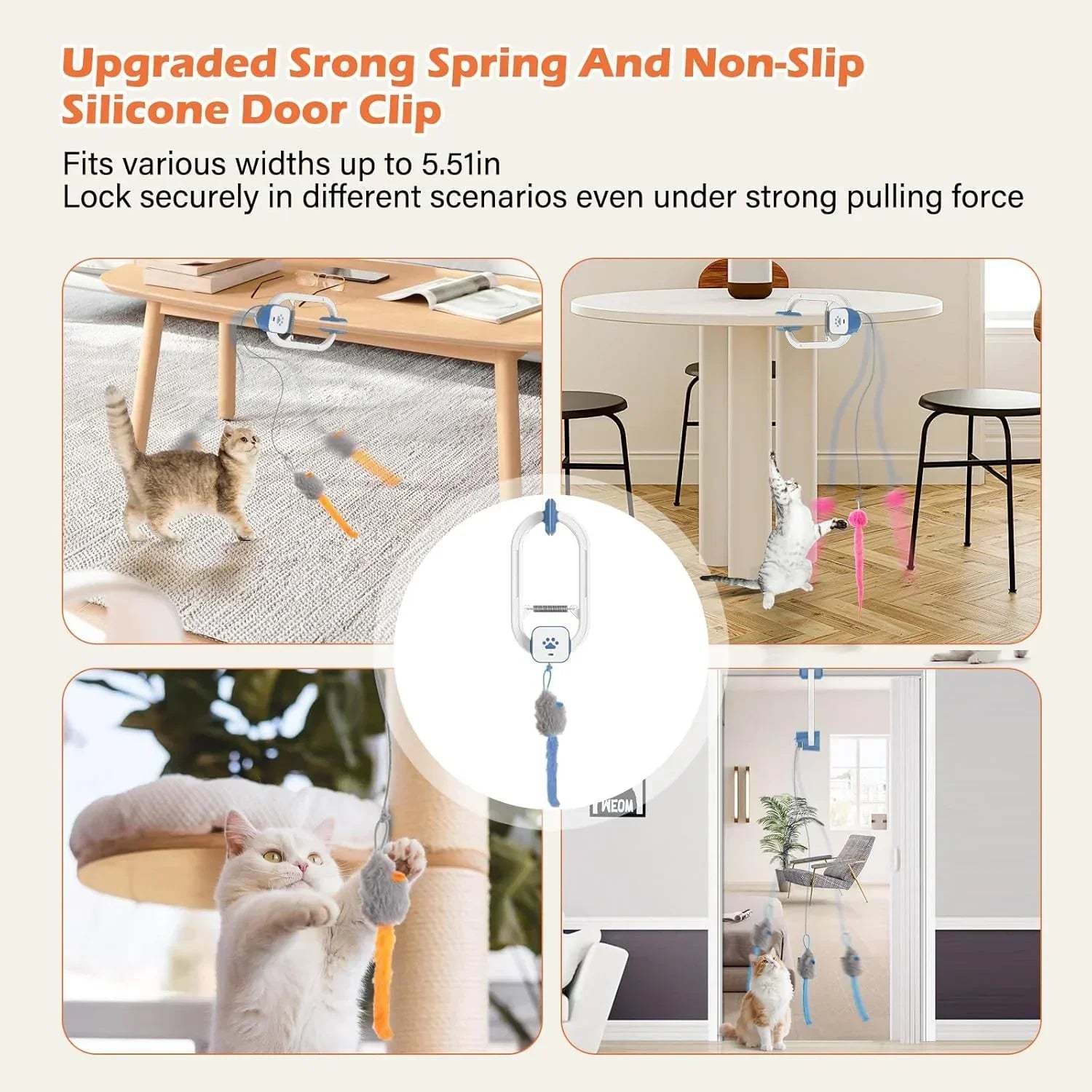 Rechargeable Electric Cat Teaser with Remote: Interactive 2-Mode Door Clip Toy for Australian Cats’ Exercise & Fun (Blue)