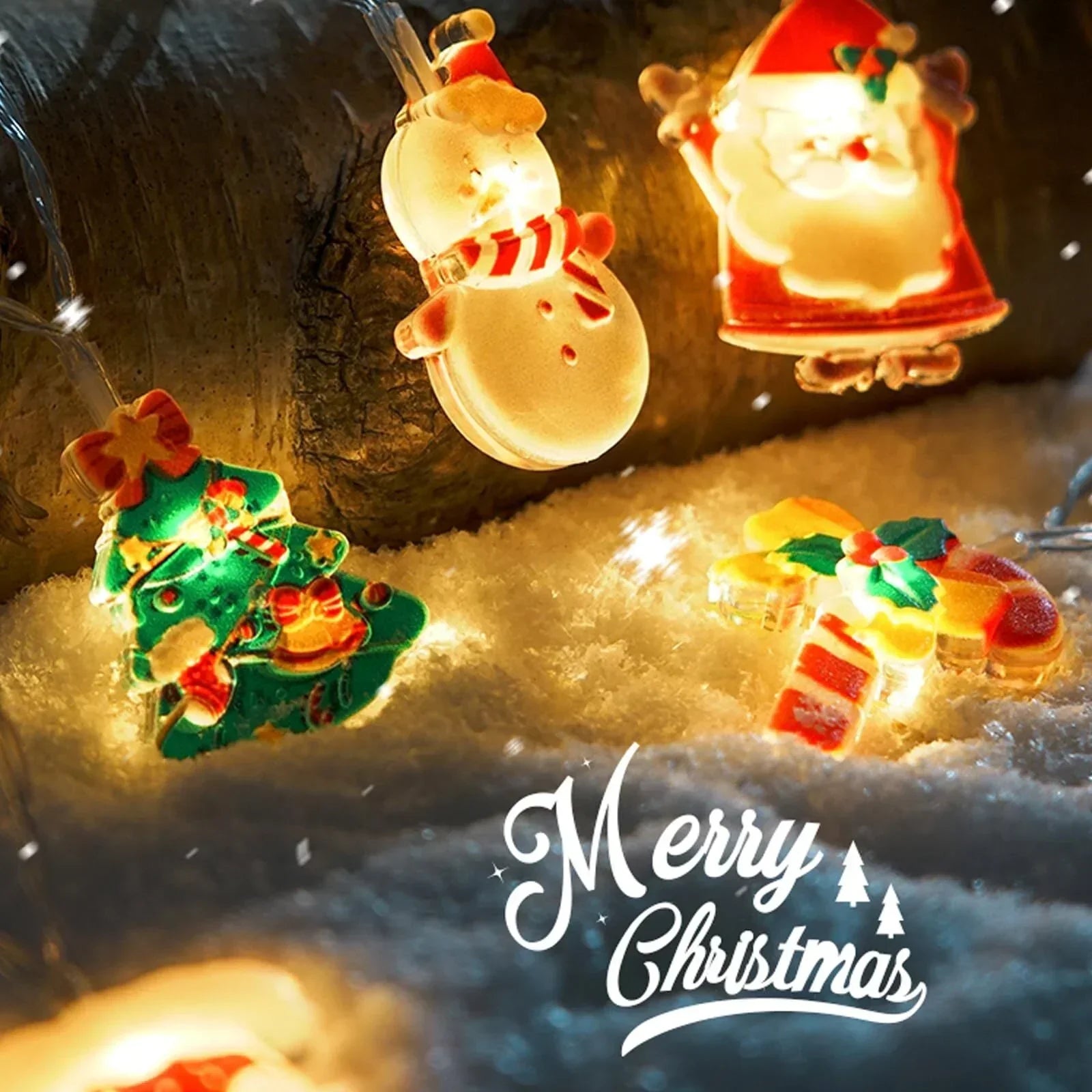 10M 80-LED Christmas Fairy String Lights: Santa/Snowman/Wreath Battery-Powered Warm White Decor for Home/Party