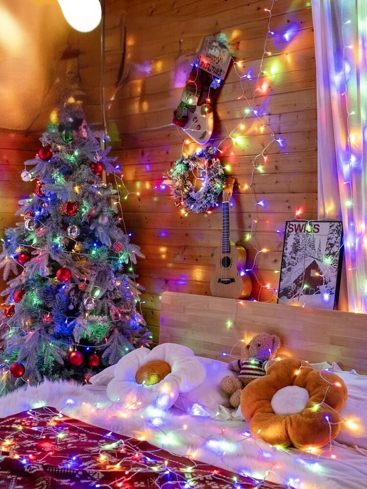 300 LED Colorful Fairy String Lights, 9m Green Wire, Battery-Operated, IP44 Waterproof with Timer for Christmas Decor (Batteries Not Included)