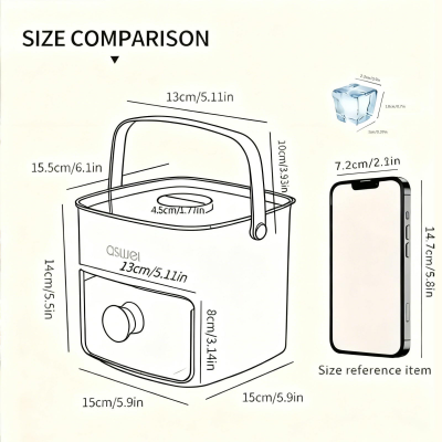 Portable Ice Cube Maker with Storage Drawer – BPA-Free, 48-Cube Capacity, Push-Release Tray & Transparent Lid for Cocktails, Coffee, Whiskey(Blue)