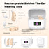 Rechargeable Behind-the-Ear Hearing Aids with Charging Case & LCD Display – Compact Sound Amplifier for Adults and Seniors (White Case, Skin Tone Device)