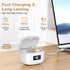 Rechargeable Behind-the-Ear Hearing Aids with Charging Case & LCD Display – Compact Sound Amplifier for Adults and Seniors (White Case, Skin Tone Device)