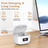 Rechargeable Behind-the-Ear Hearing Aids with Charging Case & LCD Display – Compact Sound Amplifier for Adults and Seniors (White Case, Silver Device)
