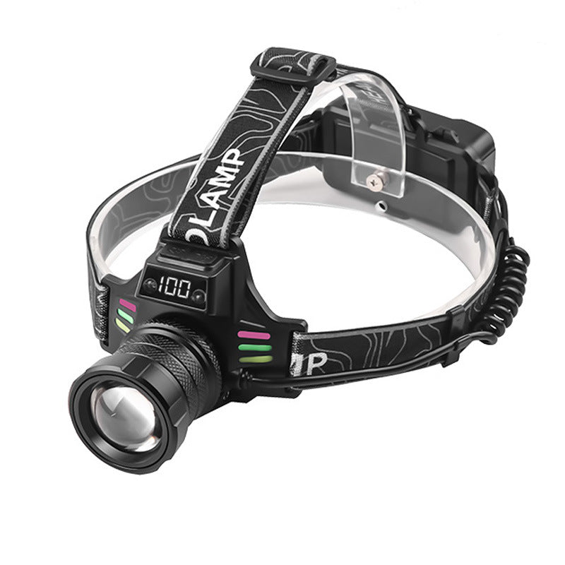 Bright LED Headlamp with Digital Display & Motion Sensor – Rechargeable 3500 Lumens Flashlight for Camping, Hiking, Fishing, and Night Running (Black)