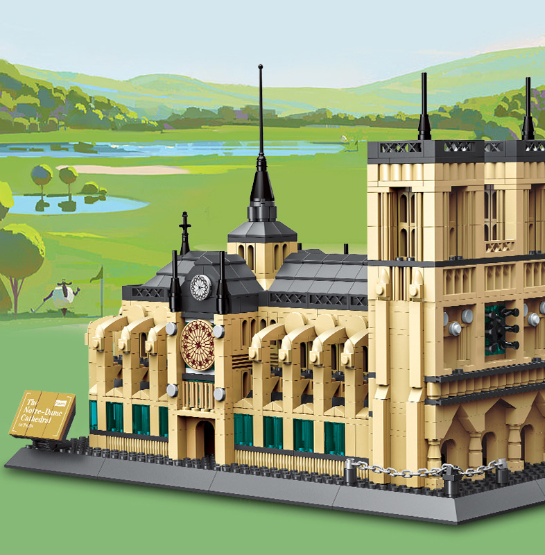 Notre-Dame Cathedral of Paris Mini Building Blocks Model – Iconic Gothic Landmark for Home Display, Educational Play & Gift-Giving (Beige) | Other Architectural Models Available In-Store