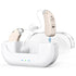 Rechargeable Hearing Amplifier with Charging Case – Compact Sound Enhancer for Daily Use, Noise Reduction & Clear Audio (White & Transparent Case, Skin Tone)