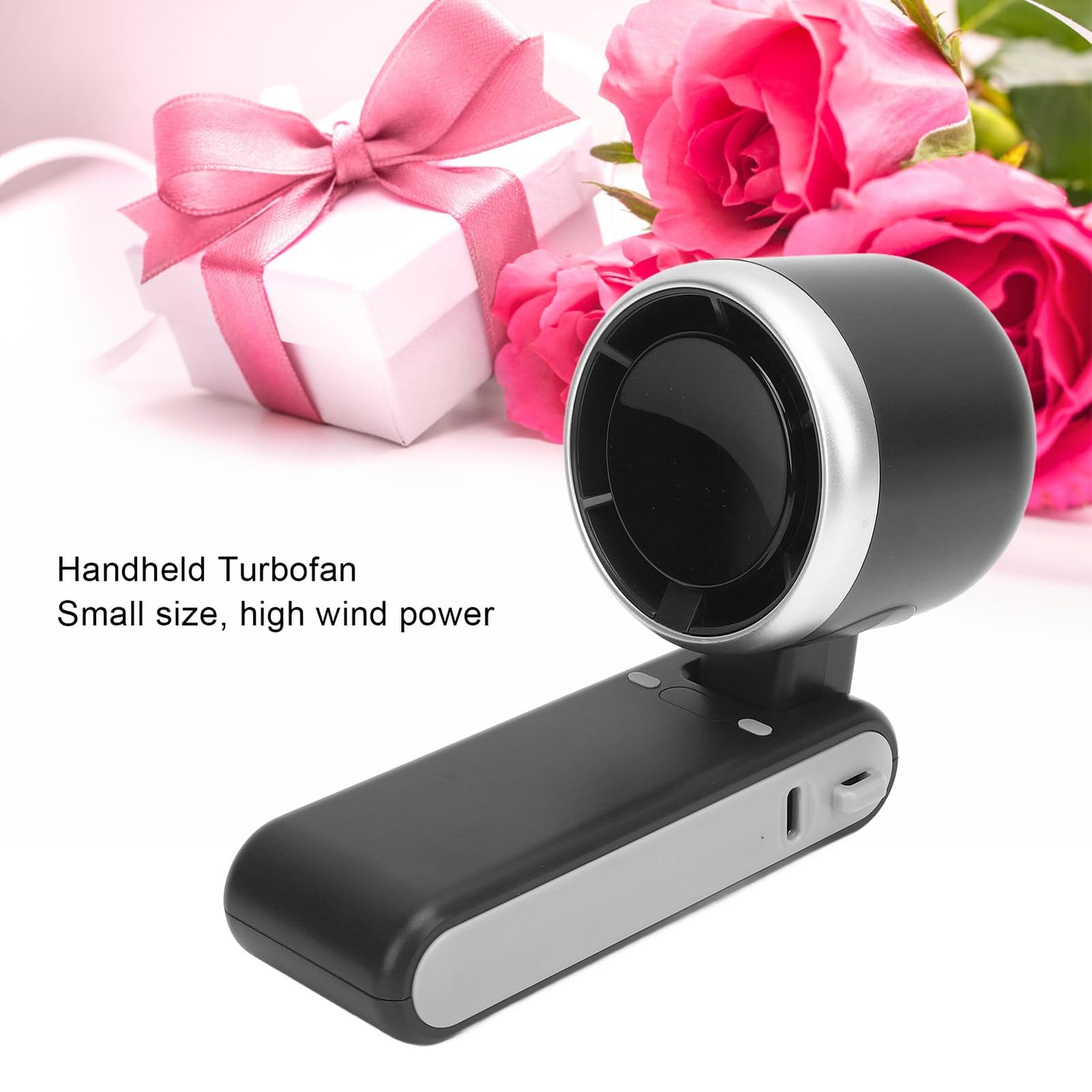 Portable Turbo Handheld Fan with Digital Display – 5-Speed Rechargeable Mini Fan, 3600mAh Battery, Foldable & Neck Strap Design for Outdoor Travel and Daily Use(Black)