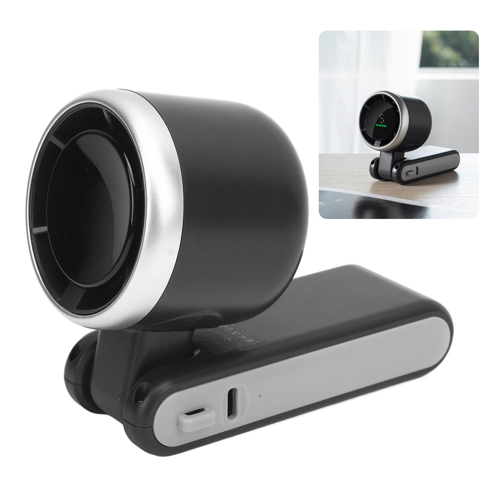 Portable Turbo Handheld Fan with Digital Display – 5-Speed Rechargeable Mini Fan, 3600mAh Battery, Foldable & Neck Strap Design for Outdoor Travel and Daily Use(Black)