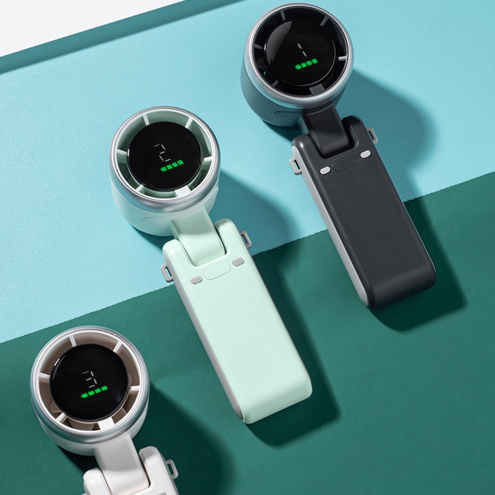 Portable Turbo Handheld Fan with Digital Display – 5-Speed Rechargeable Mini Fan, 3600mAh Battery, Foldable & Neck Strap Design for Outdoor Travel and Daily Use(Black)