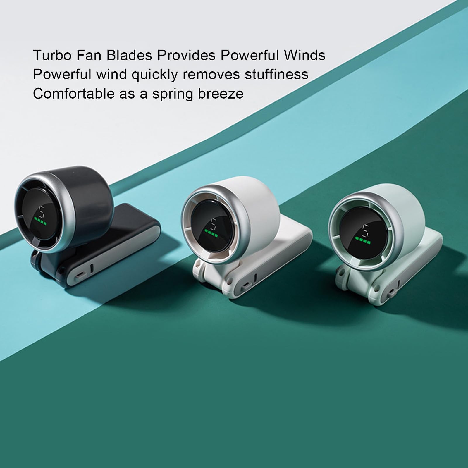 Portable Turbo Handheld Fan with Digital Display – 5-Speed Rechargeable Mini Fan, 3600mAh Battery, Foldable & Neck Strap Design for Outdoor Travel and Daily Use(Black)