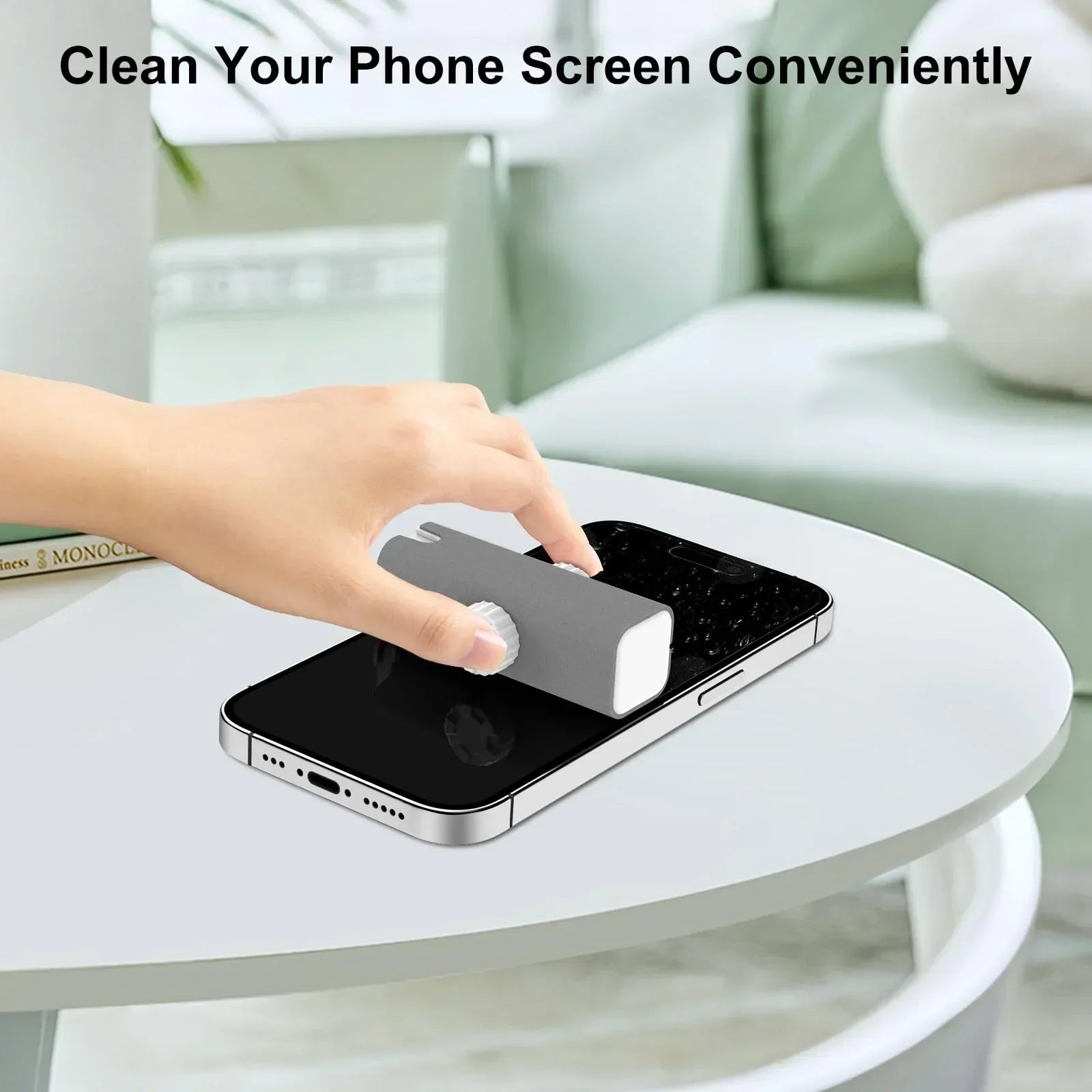 All-in-One Portable Glasses Cleaning Kit with Spray, Brush & Microfiber Cloth – Compact Lens Cleaner for Eyeglasses, Phone Screens, and More (White)